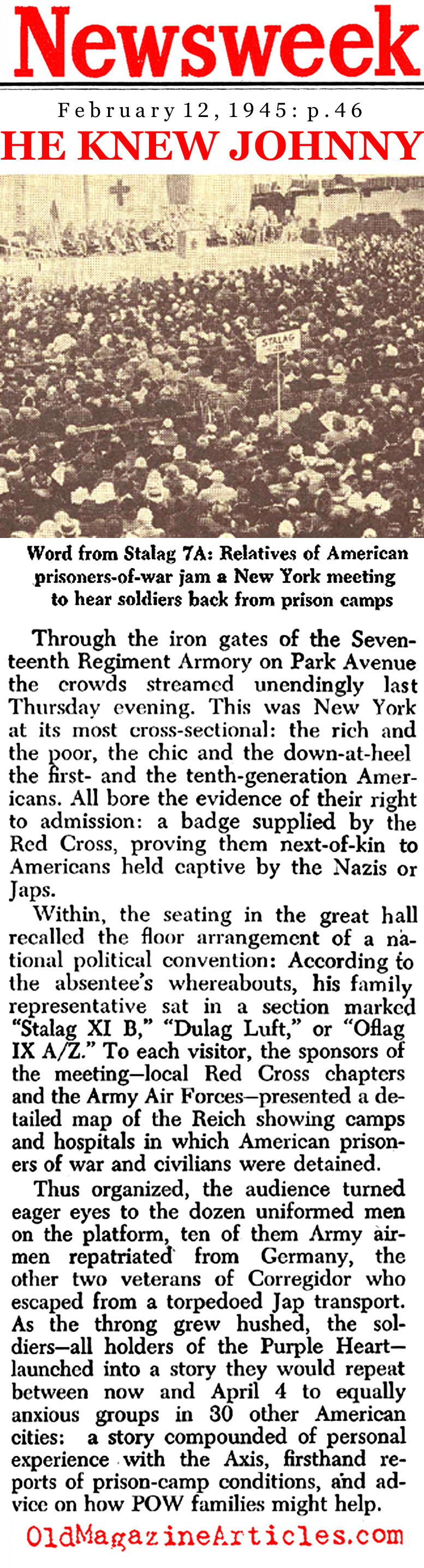 American Families Hear of Their PoW Sons (Newsweek Magazine, 1945)