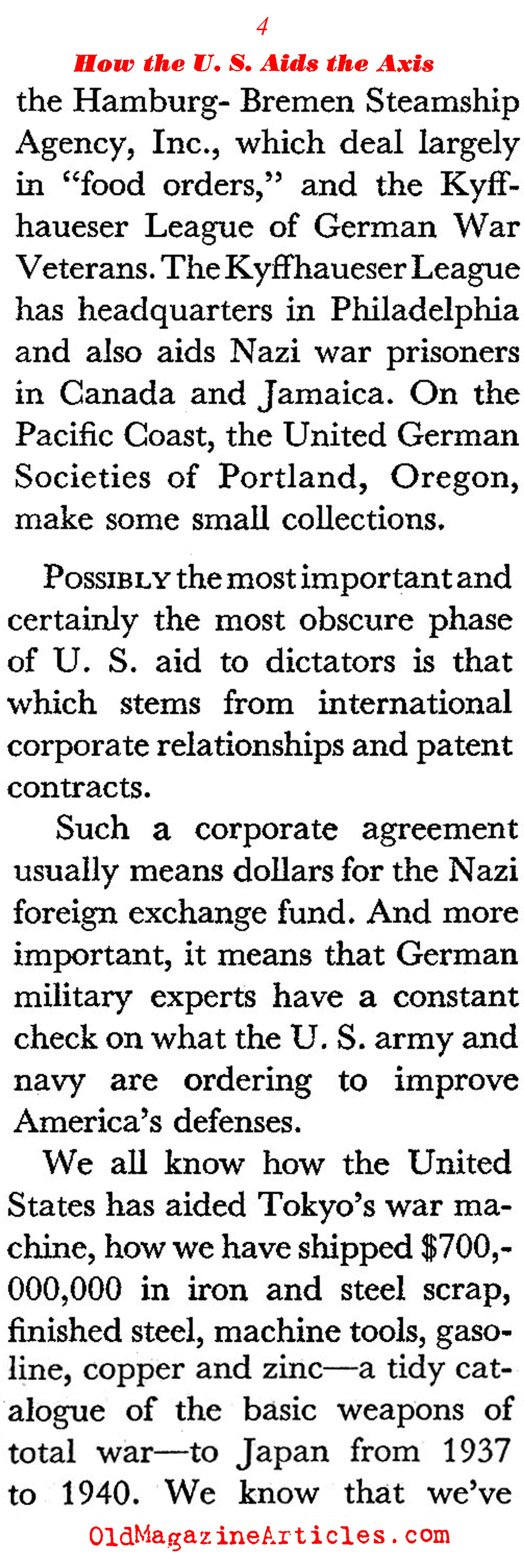 How the US Helped the Fascists Before Entering the War (Coronet Magazine, 1941)