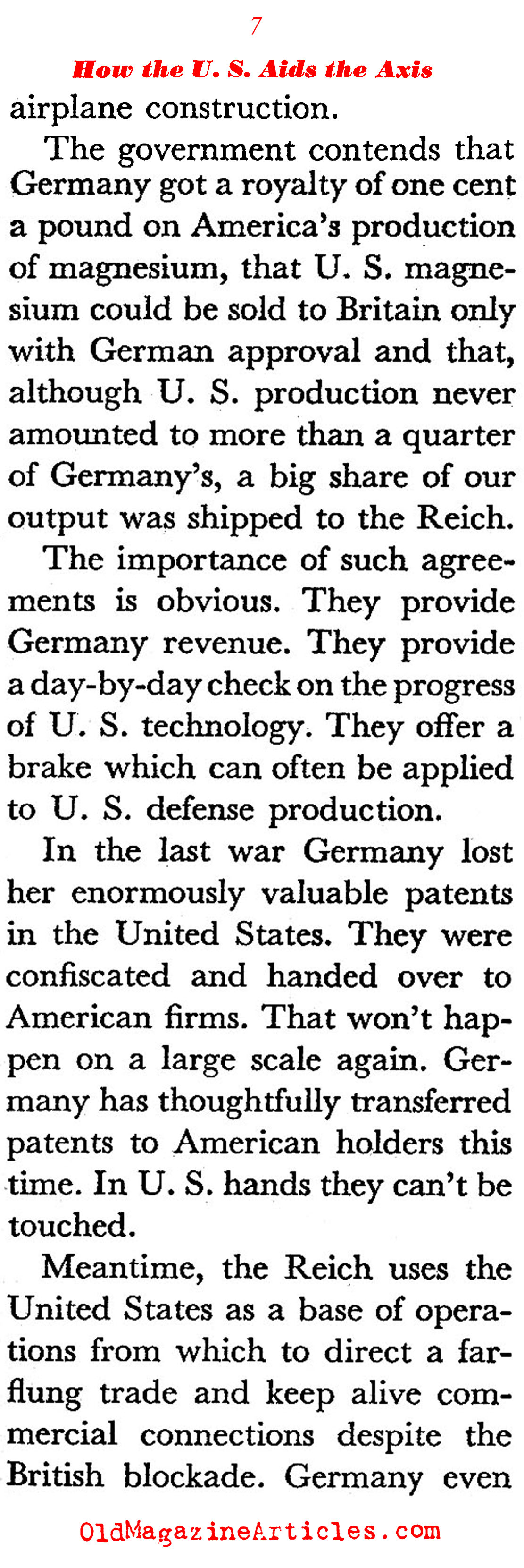 How the US Helped the Fascists Before Entering the War (Coronet Magazine, 1941)