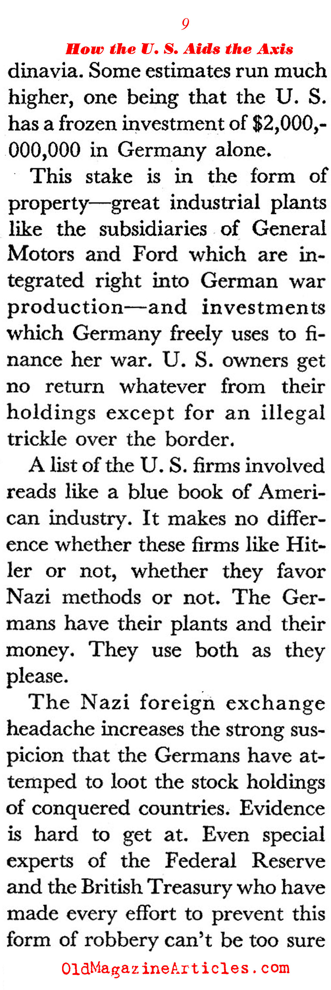 How the US Helped the Fascists Before Entering the War (Coronet Magazine, 1941)