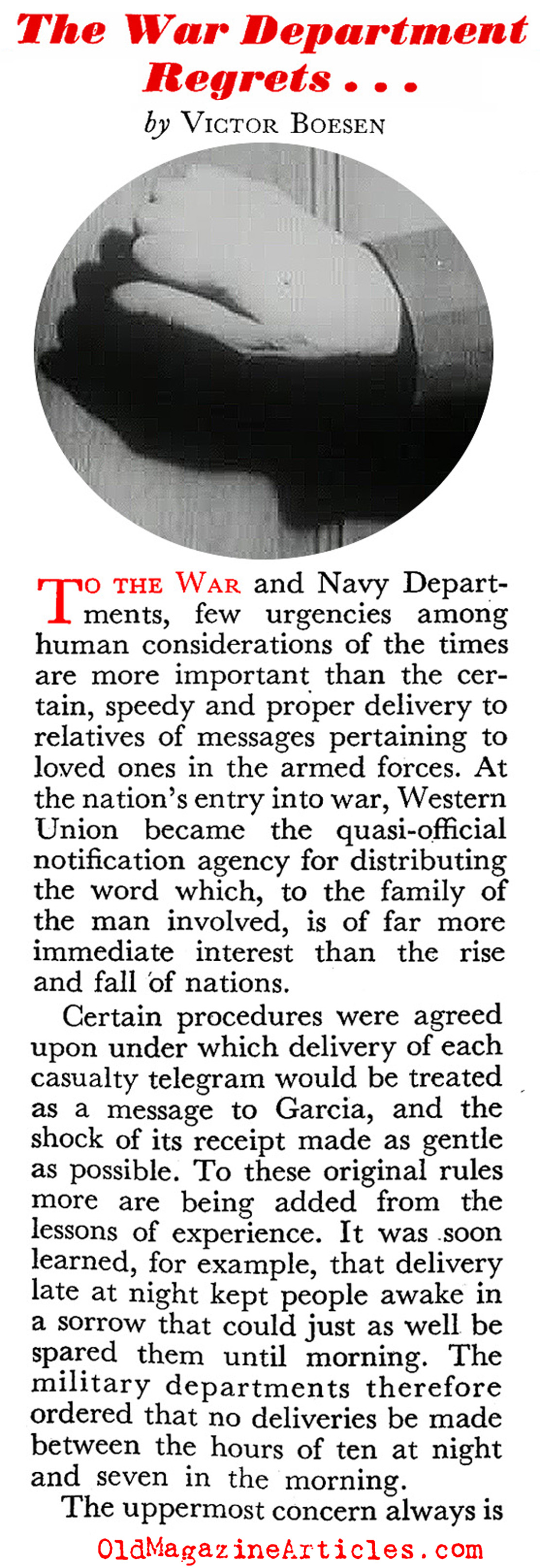 The Most Dreaded Telegram on the Home Front (Coronet Magazine, 1944)