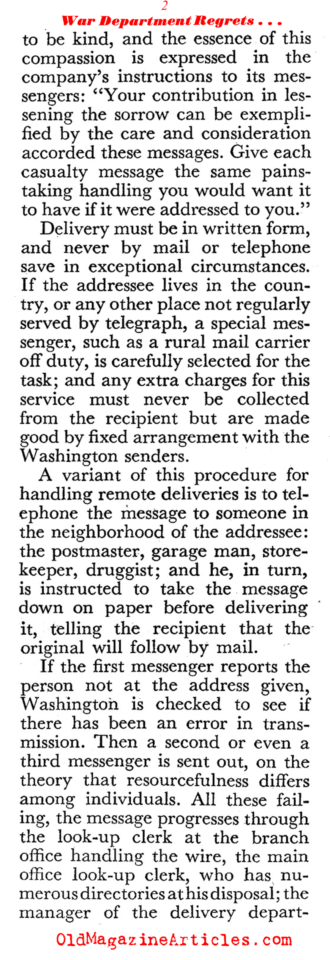 The Most Dreaded Telegram on the Home Front (Coronet Magazine, 1944)