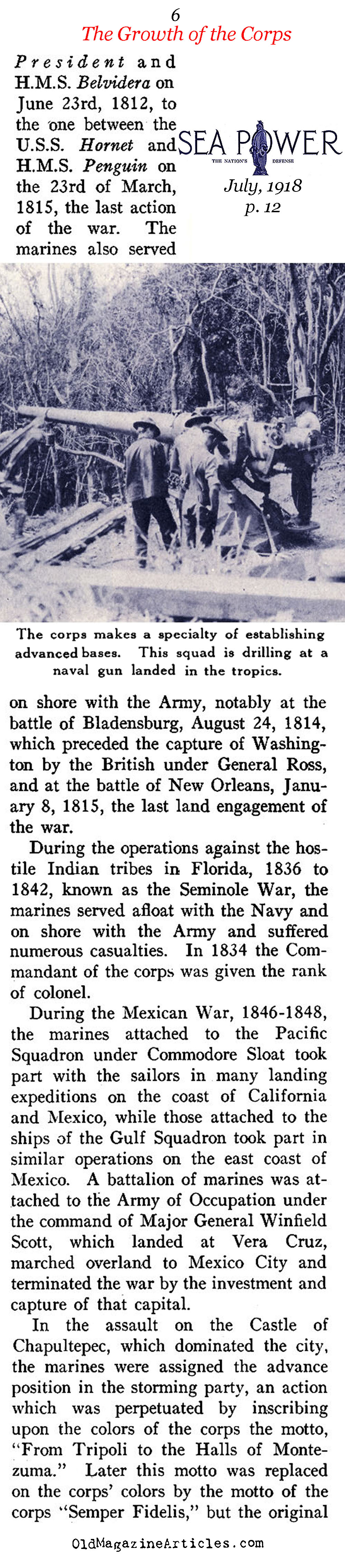 A Wartime Footing for the USMC (Sea Power Magazine, 1918)