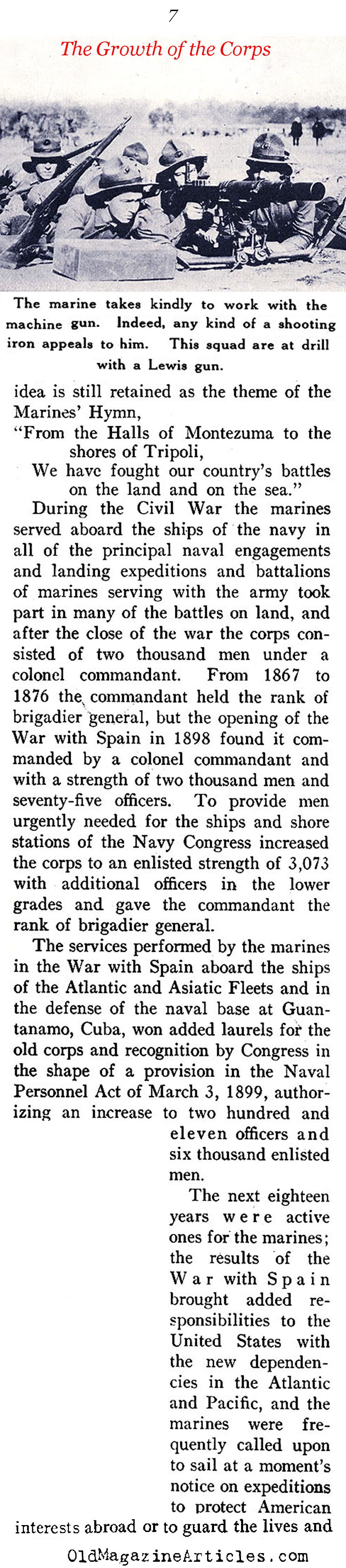 A Wartime Footing for the USMC (Sea Power Magazine, 1918)