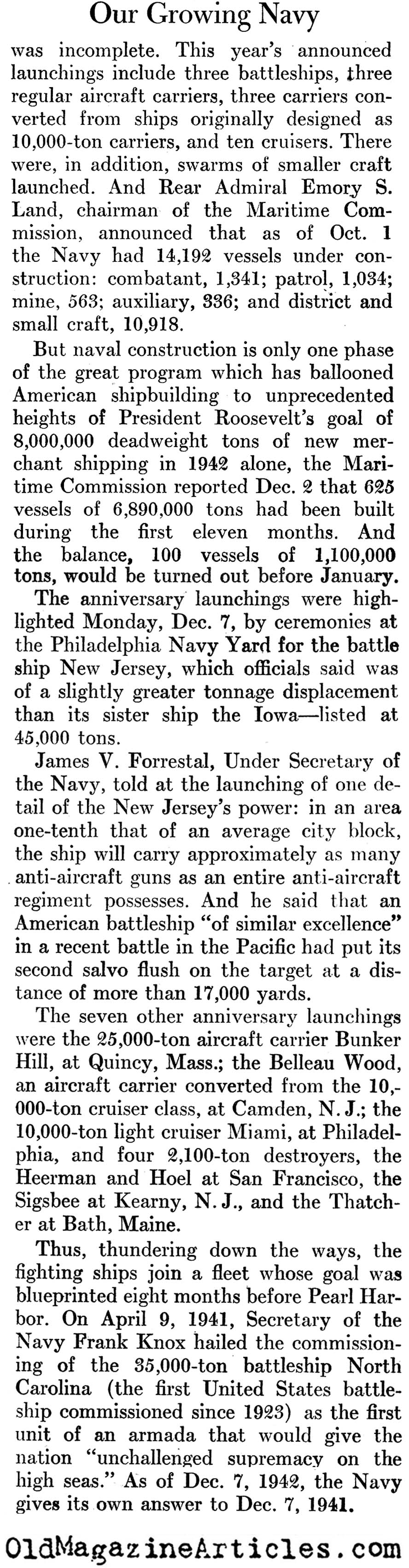 The Growth of the U.S. Navy (Newsweek Magazine, 1942)