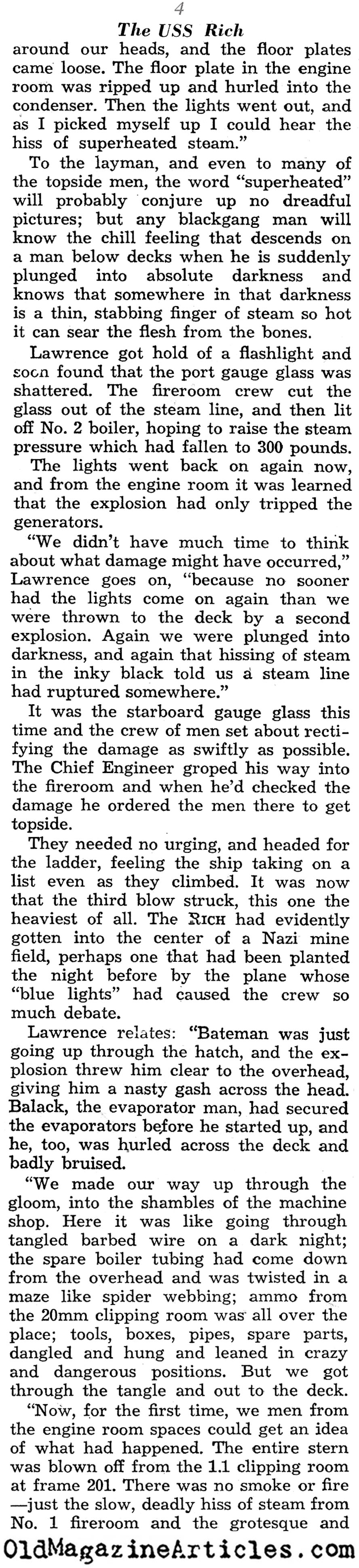 USS <I>RICH</i> Sinks Off of Utah Beach (Our Navy, 1945)