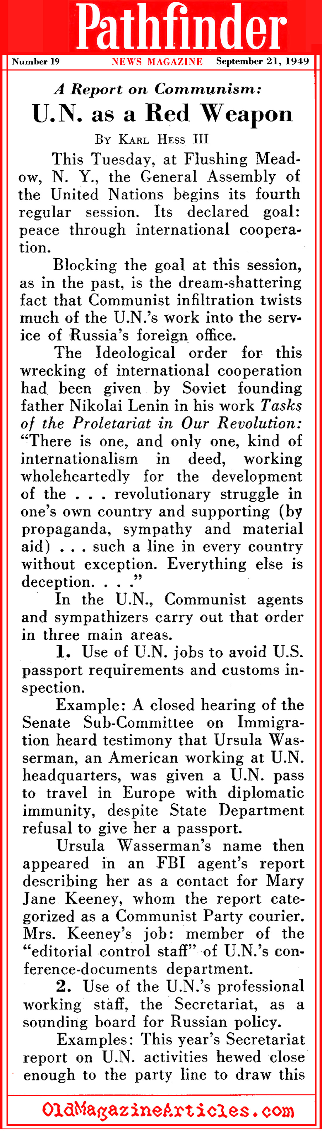 The Soviets at the U.N. (Pathfinder Magazine, 1949)