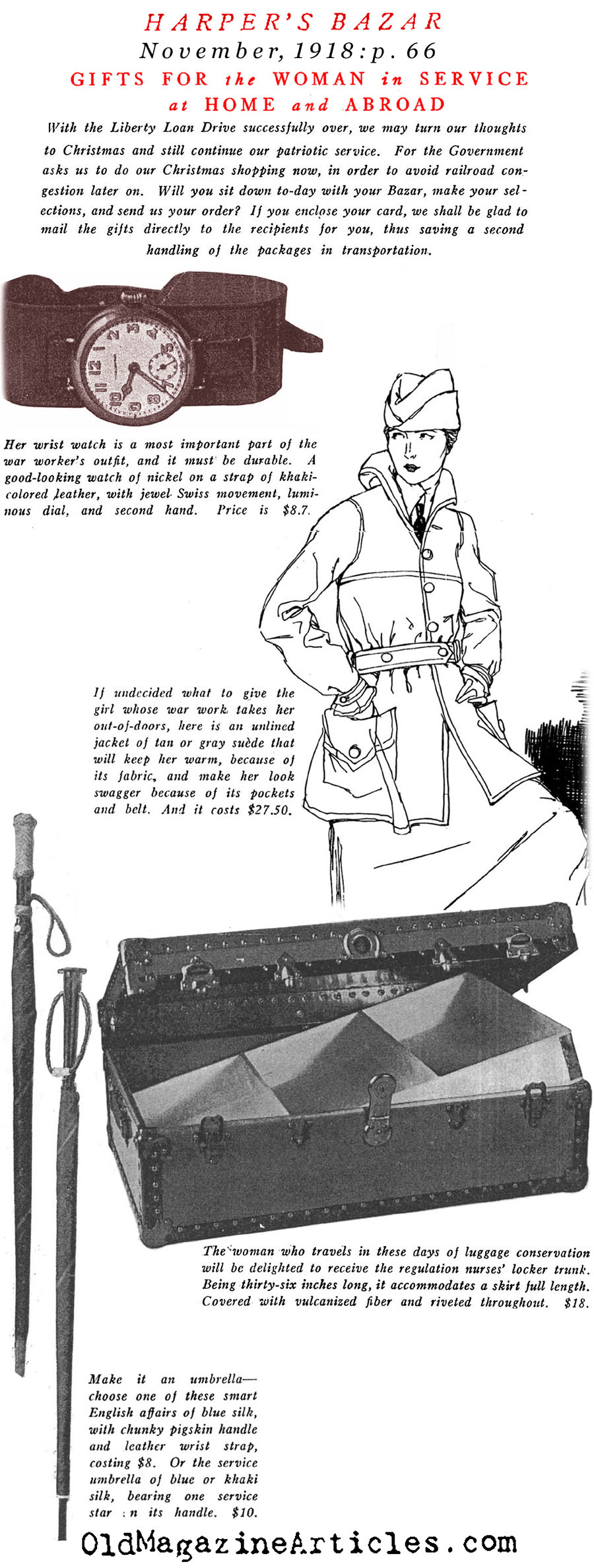 Christmas Shopping for Women in Service (Harper's Bazaar, 1918)