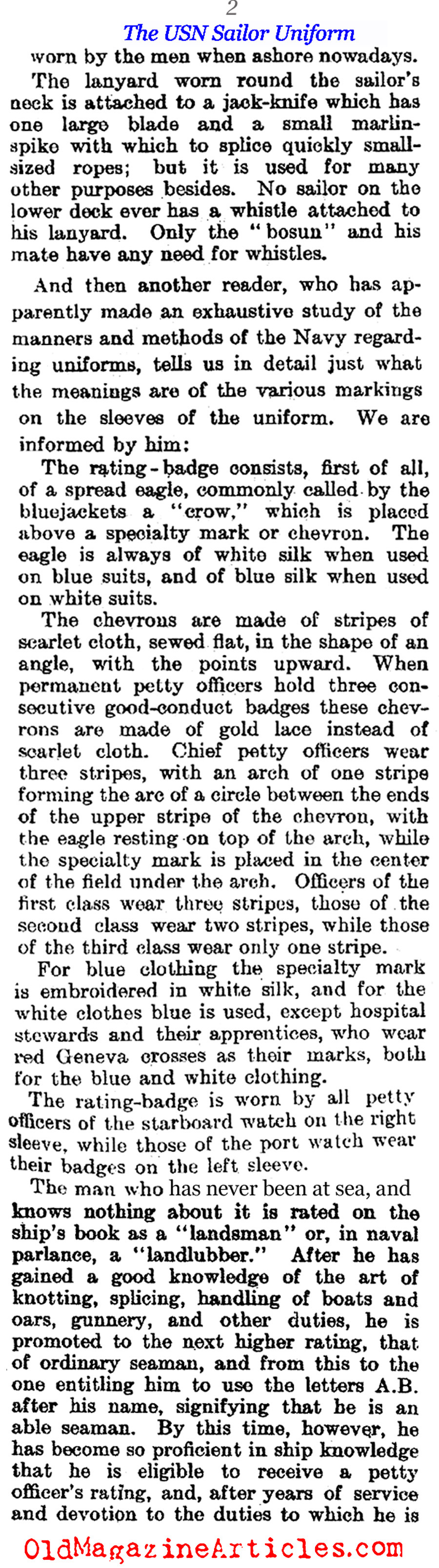 The American Sailor Uniform: An Explanation  (The Literary Digest, 1917)