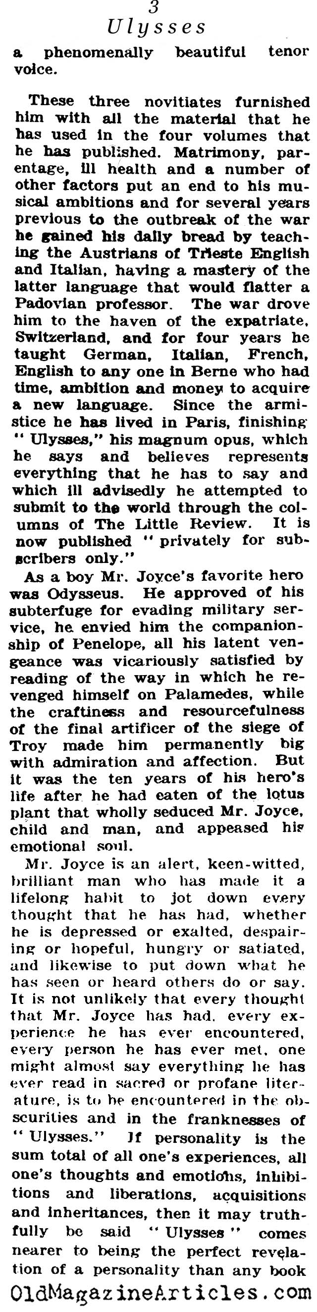 <em>Ulysses</em> by James Joyce (NY Times, 1922)