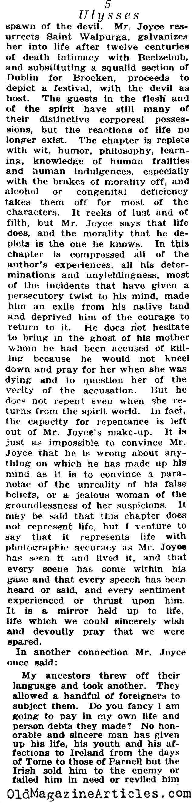 <em>Ulysses</em> by James Joyce (NY Times, 1922)