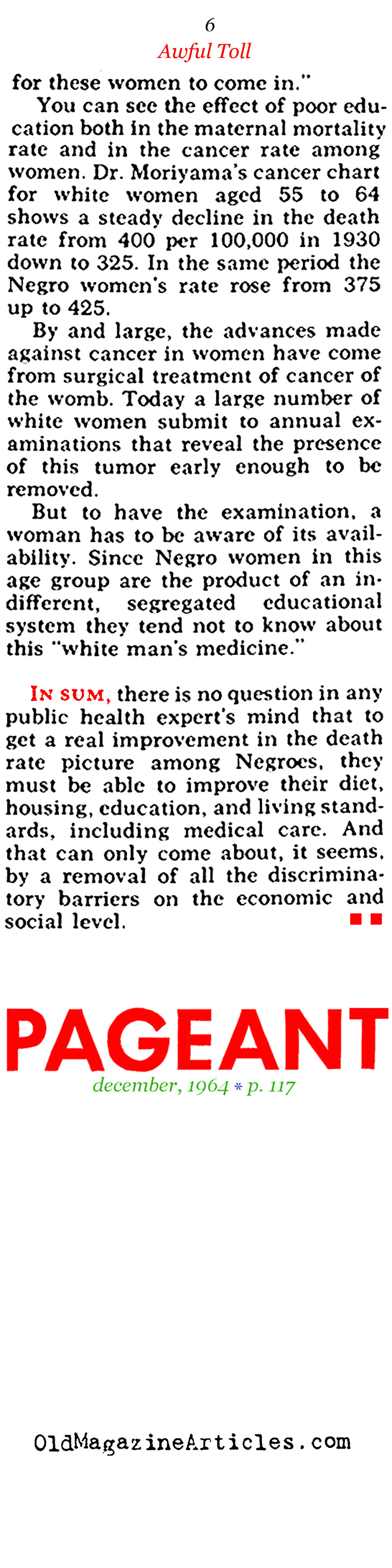 The Dying Underclass... (Pageant Magazine, 1964)