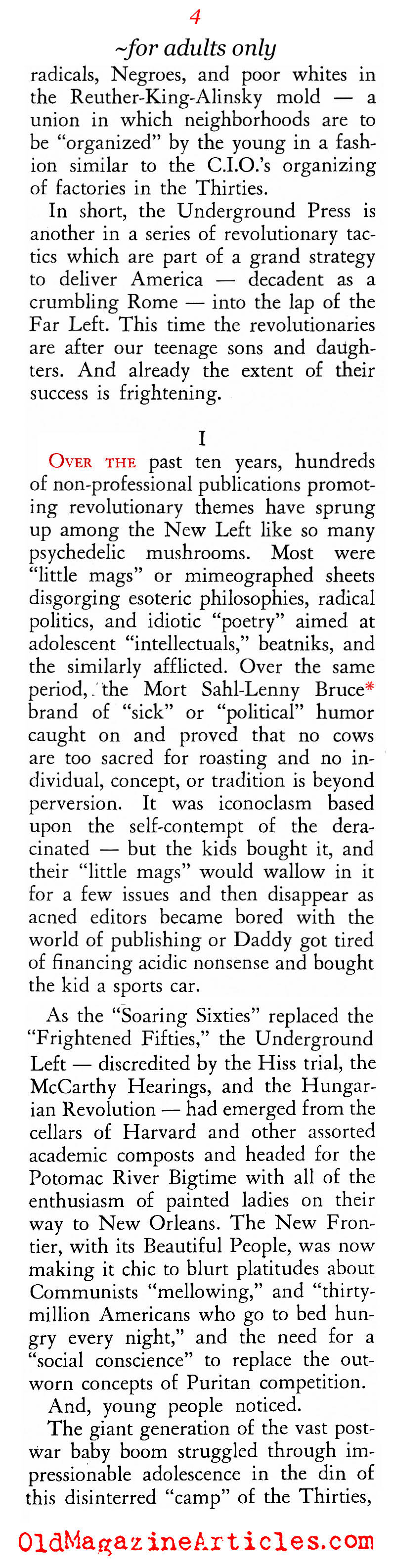 The Underground Newspapers of the Sixties (American Opinion, 1967)