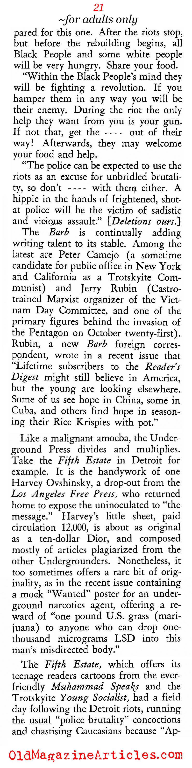 The Underground Newspapers of the Sixties (American Opinion, 1967)