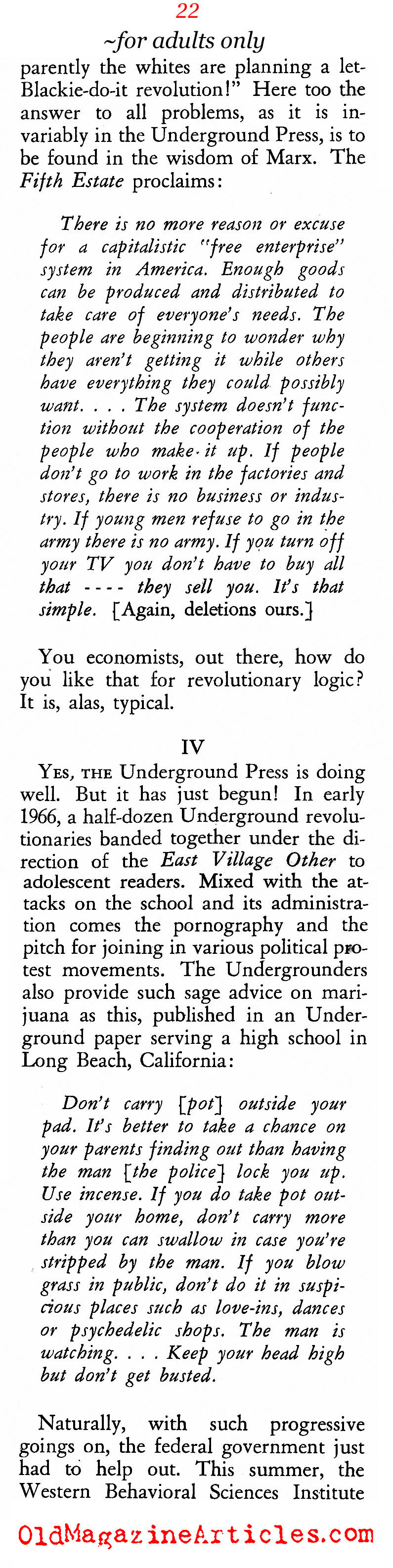 The Underground Newspapers of the Sixties (American Opinion, 1967)