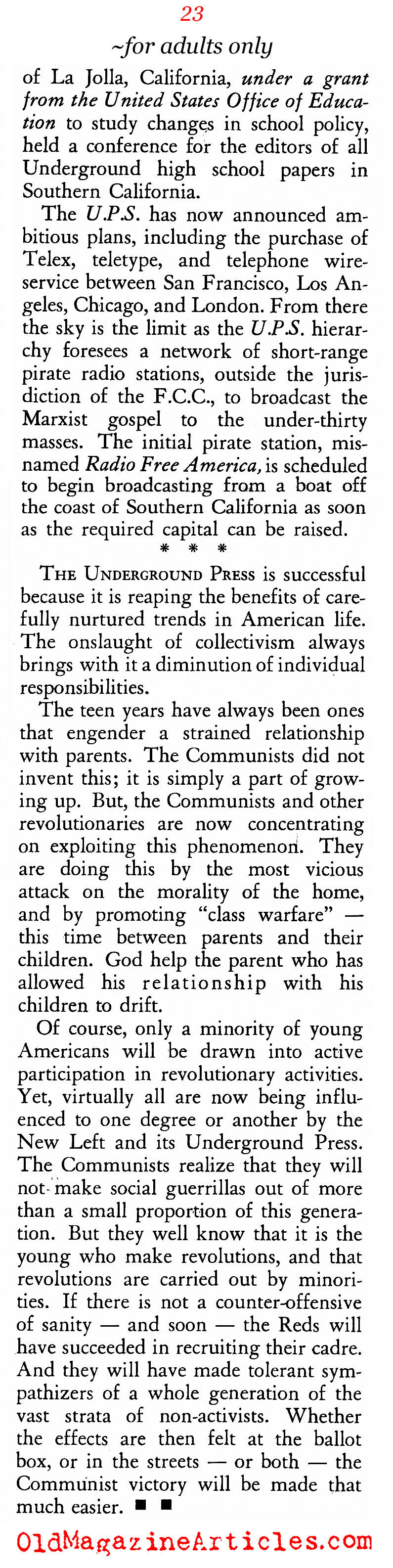 The Underground Newspapers of the Sixties (American Opinion, 1967)