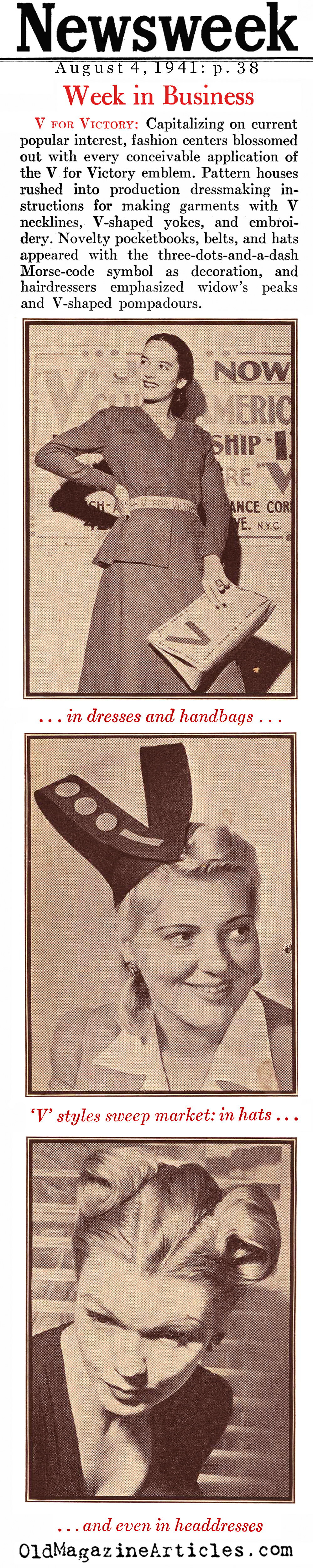 Novelty ''Victory Fashion'' Makes An Appearance (Newsweek Magazine, 1941)