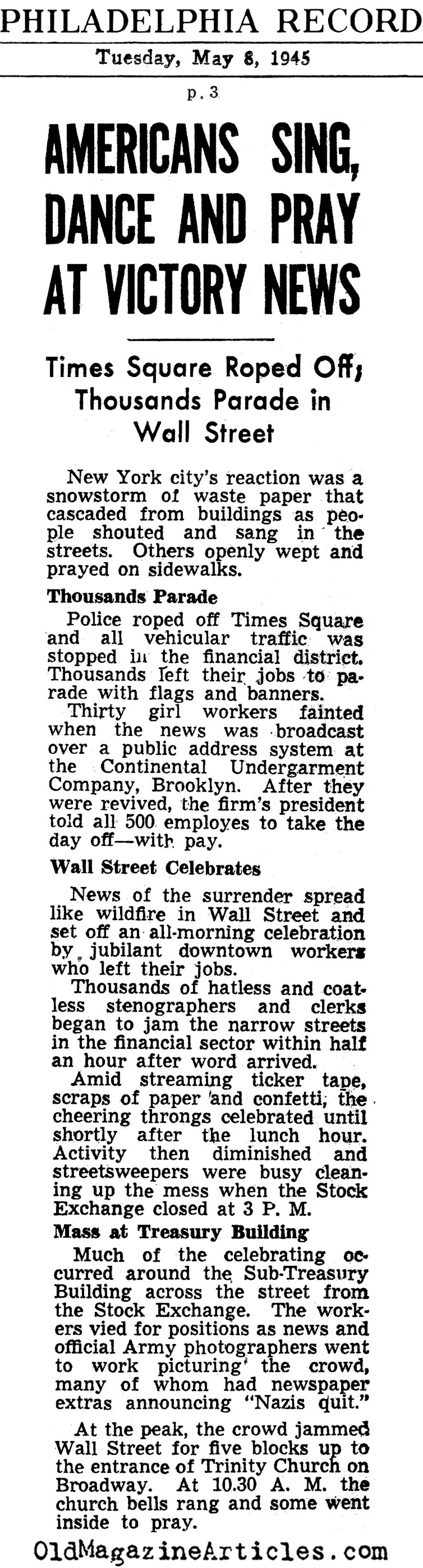 VE-Day in New York (Philadelphia Record, 1945)