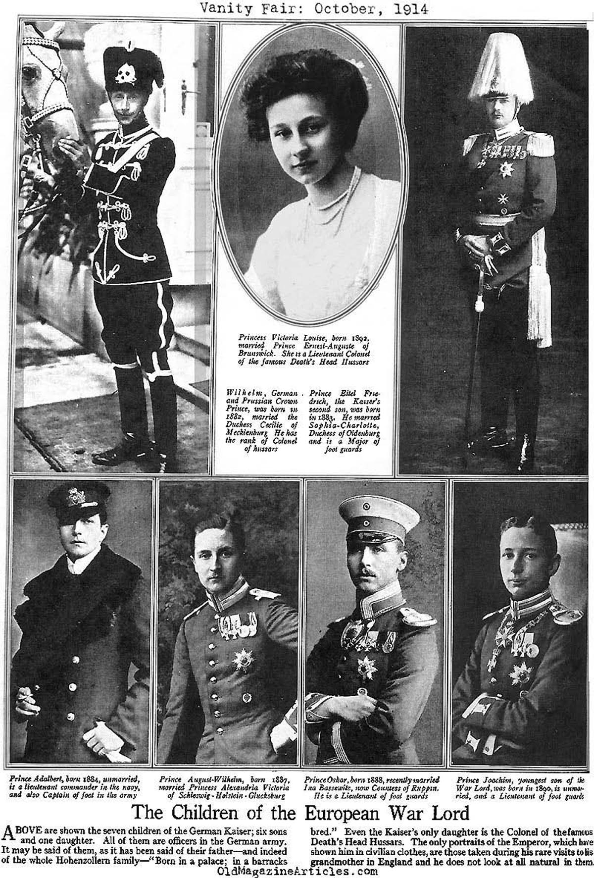 Photographs of  the Kaiser's Children   (Vanity Fair, 1914)  