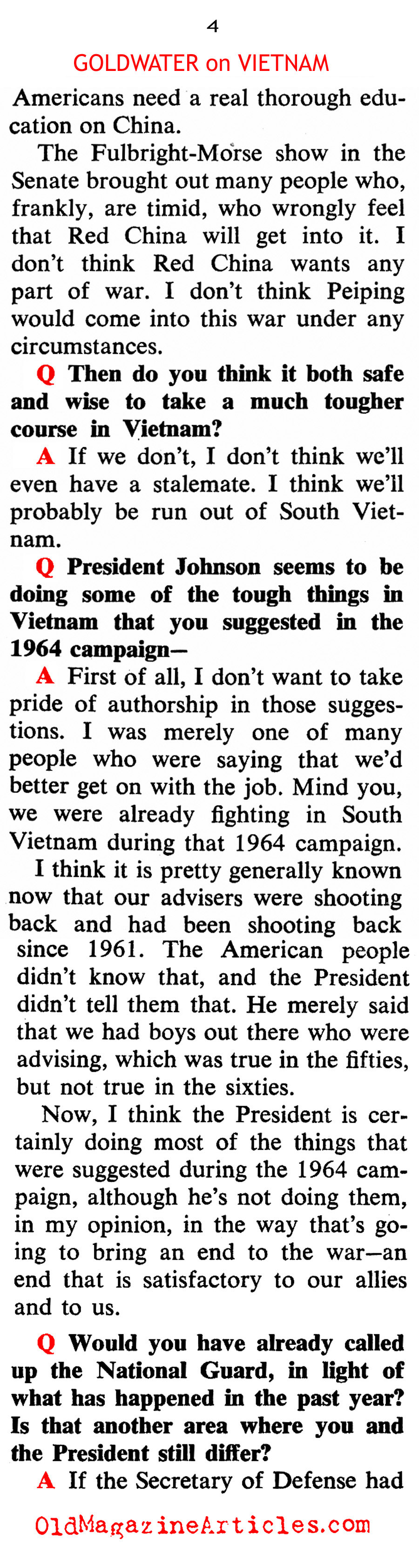 Goldwater on Vietnam (Coronet Magazine, 1966)