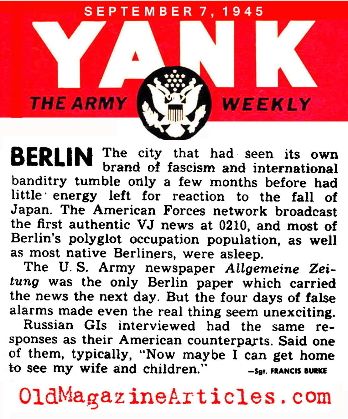 VJ - Day in Berlin (yank Magazine, 1945)