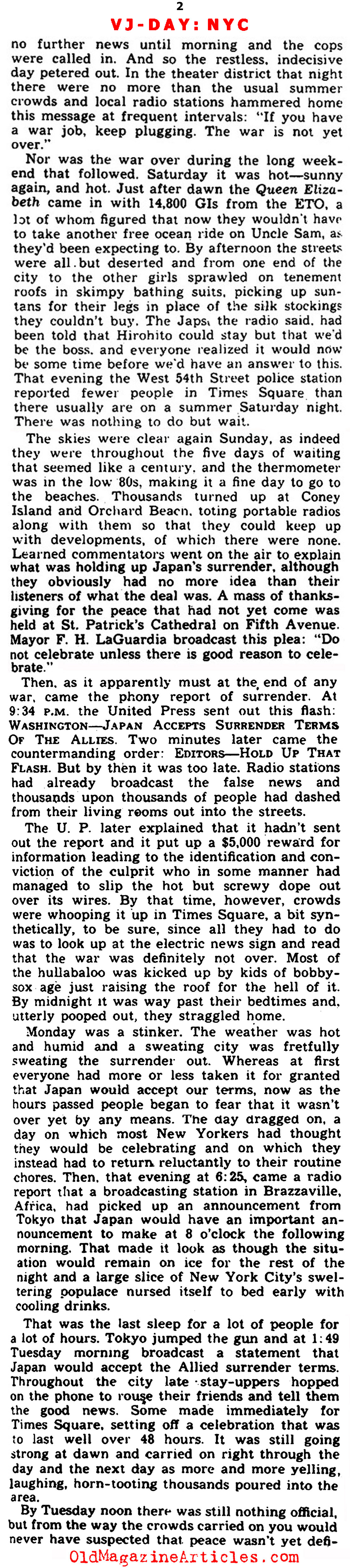 VJ Day in New York City (Yank Magazine, 1945)