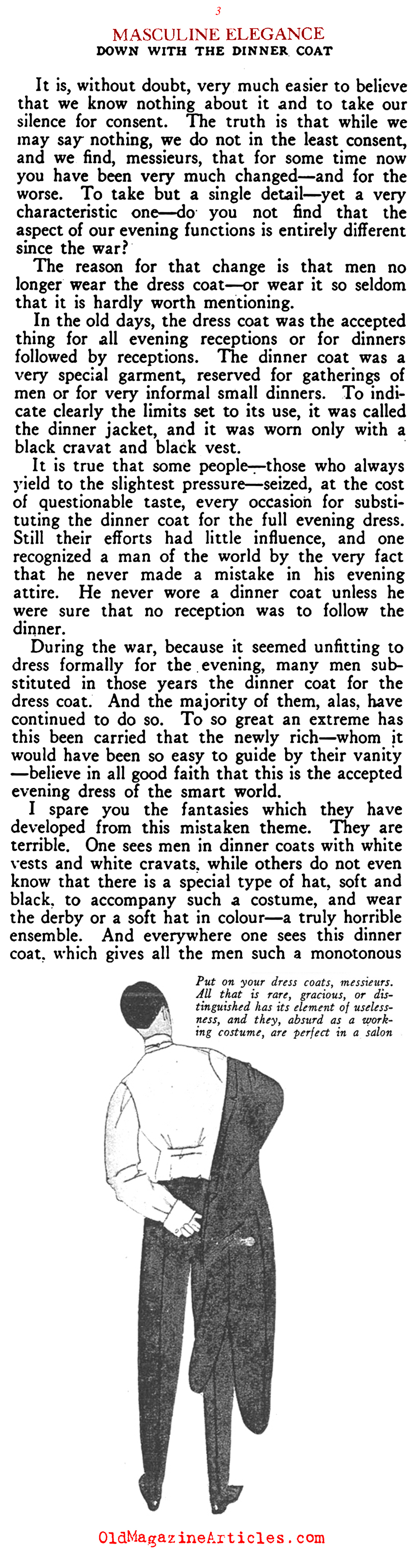 The Decline of Masculine Elegance (Vogue Magazine, 1922)