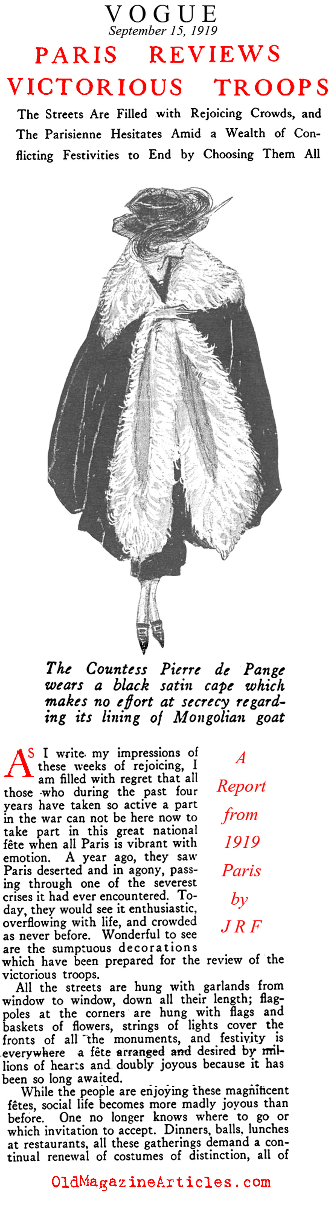 Victory and Paris Fashion (Vogue Magazine, 1919)