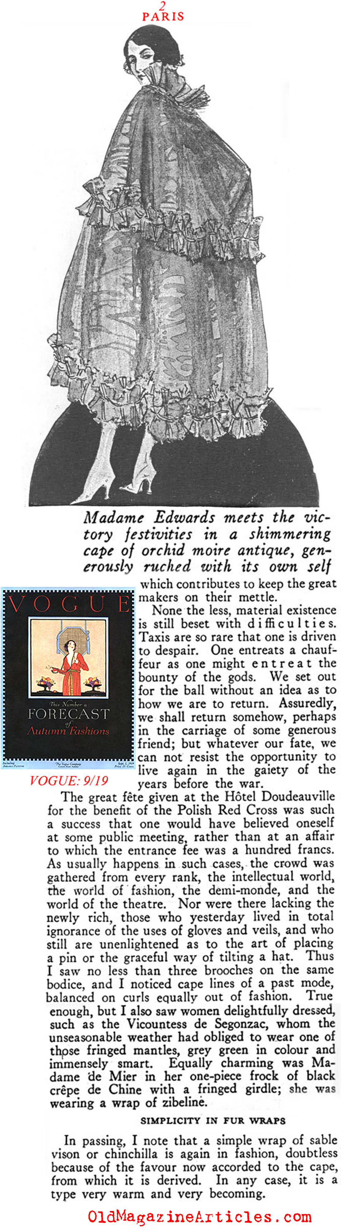 Victory and Paris Fashion (Vogue Magazine, 1919)