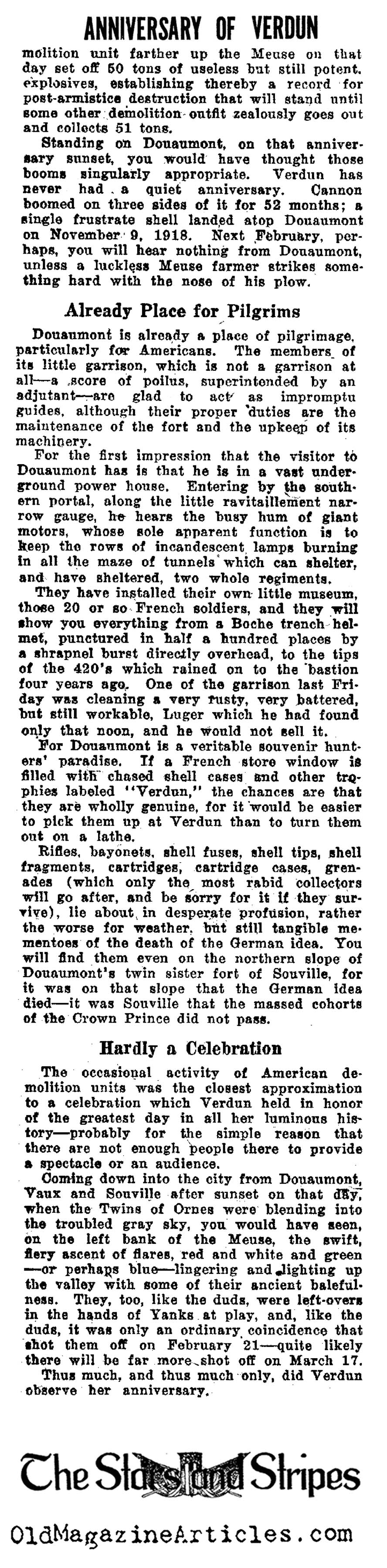 The Third Anniversary of Verdun (The Stars and Stripes, 1919)