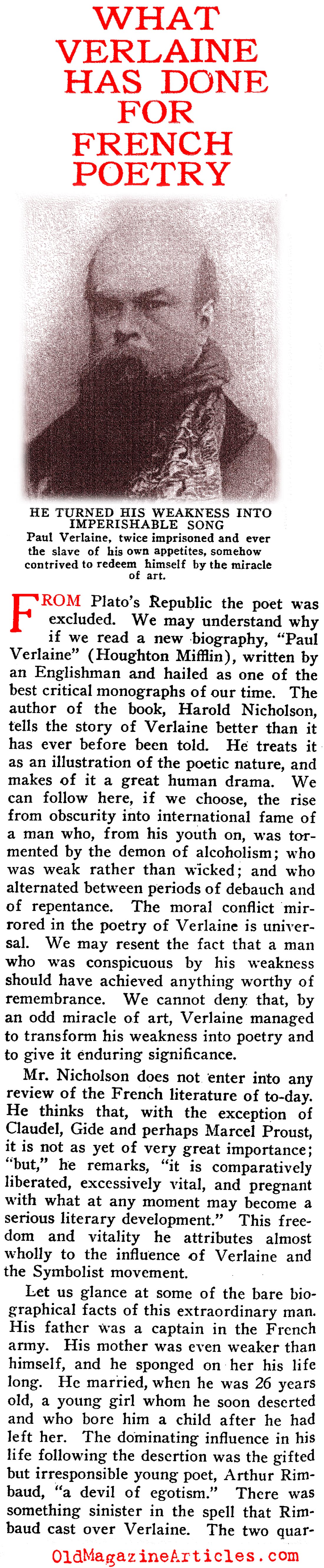 Harold Nicolson on Paul Verlaine (Current Opinion, 1921)