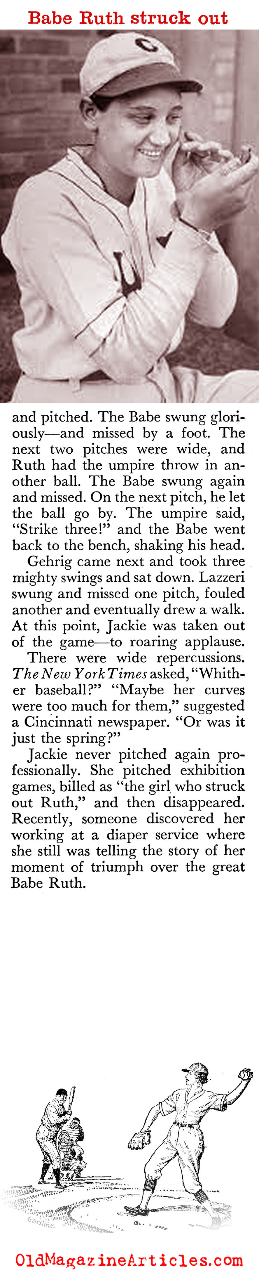 'The Girl Who Struck-Out The Babe (Coronet Magazine, 1959)