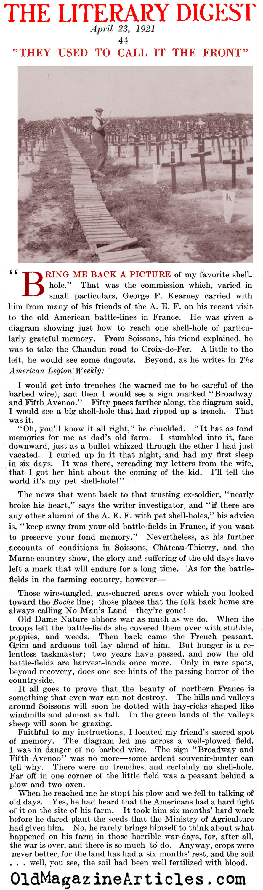 They Used to Call It the Front (The Literary Digest, 1921)