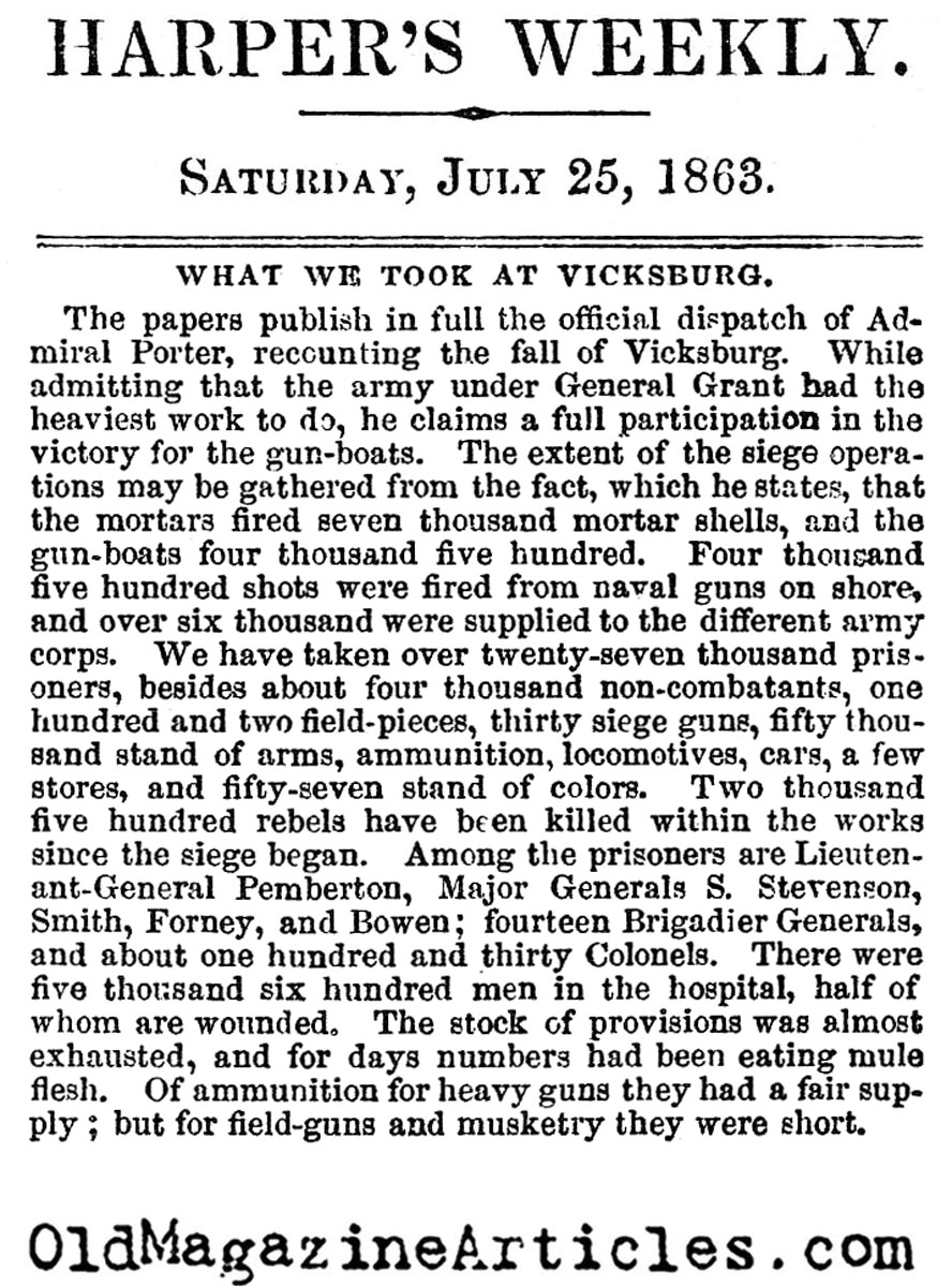 The Victory at Vicksburg (Harper's Weekly, 1863)