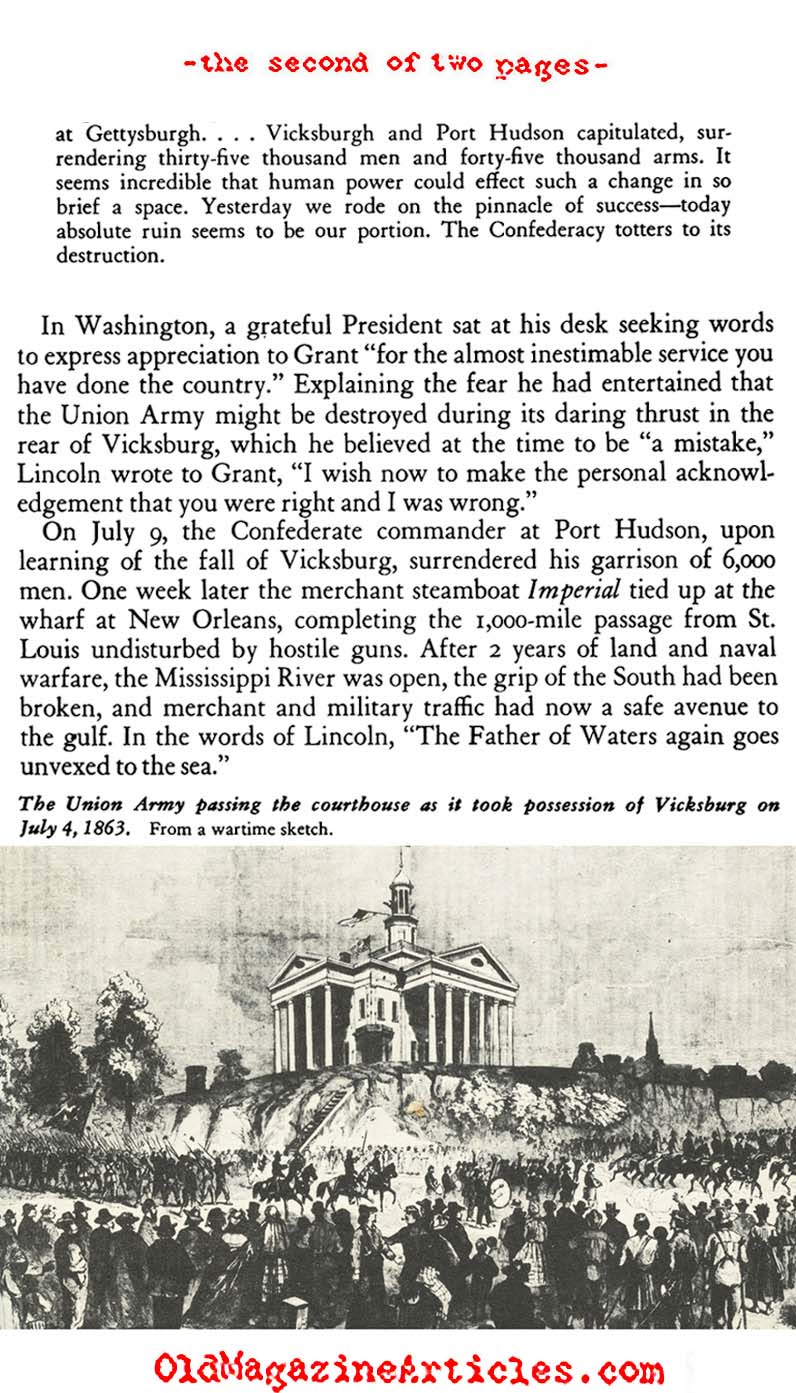 The Significance of the Union Victory at Vicksburg (The National Park Service, 1954)