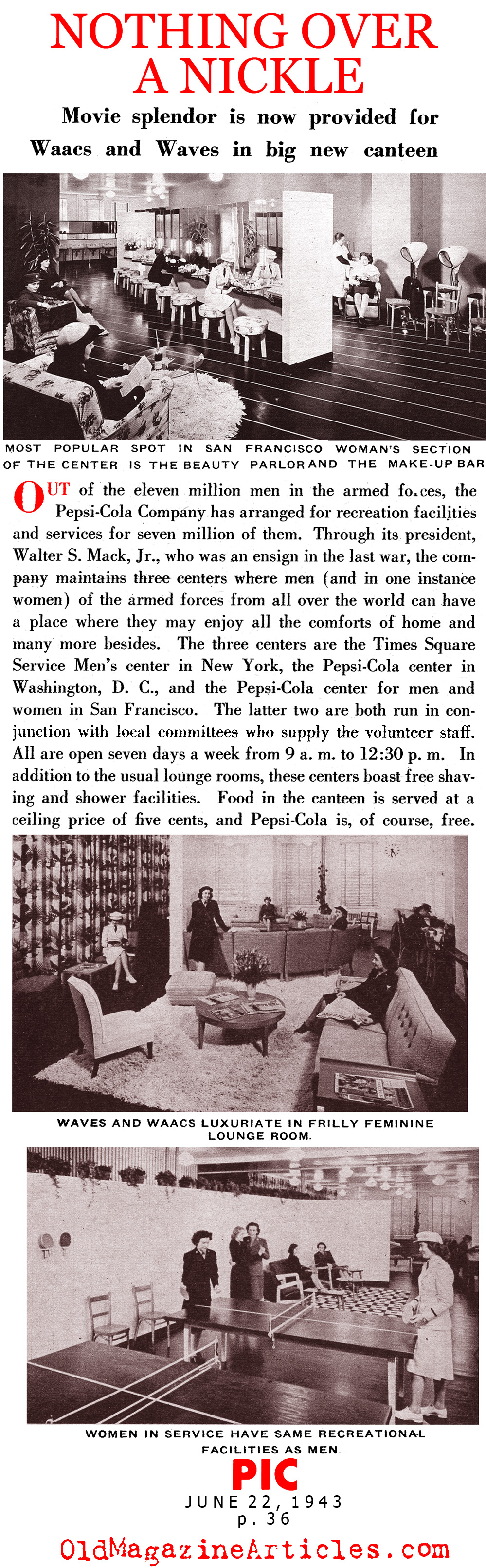 Lounges for WAACs and WAVES (Pic Magazine, 1943)