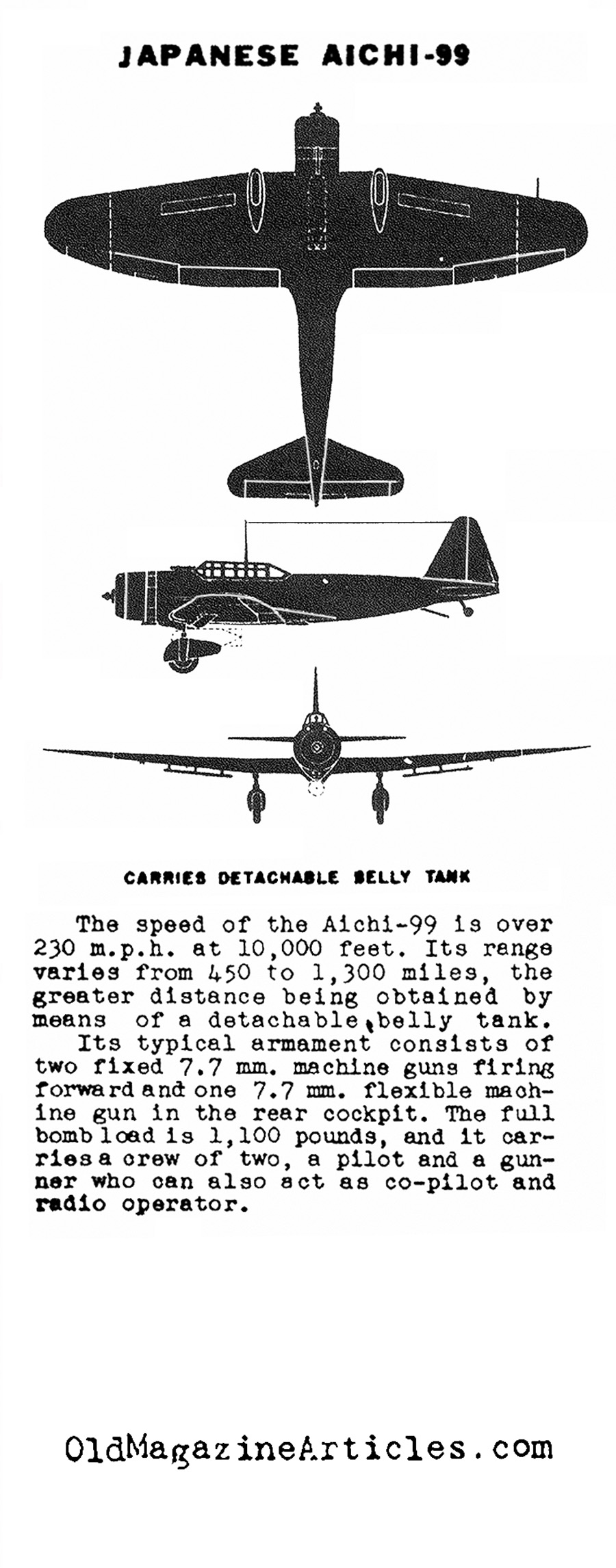 The Japanese Aichi-99 Dive Bomber (Alertmen, 1942)