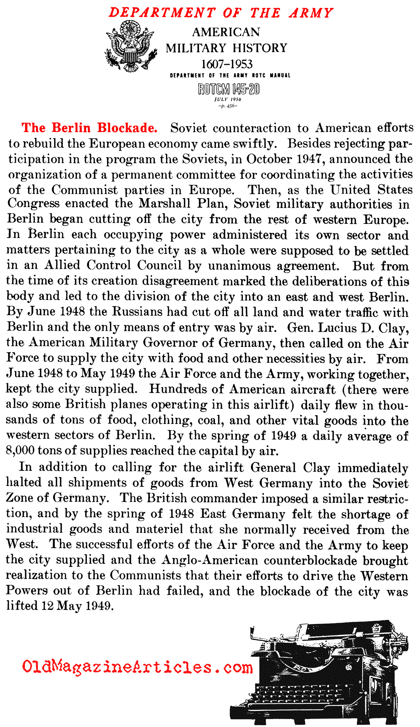 The Berlin Blockade: A Definition (R.O.T.C. Handbook, 1956)