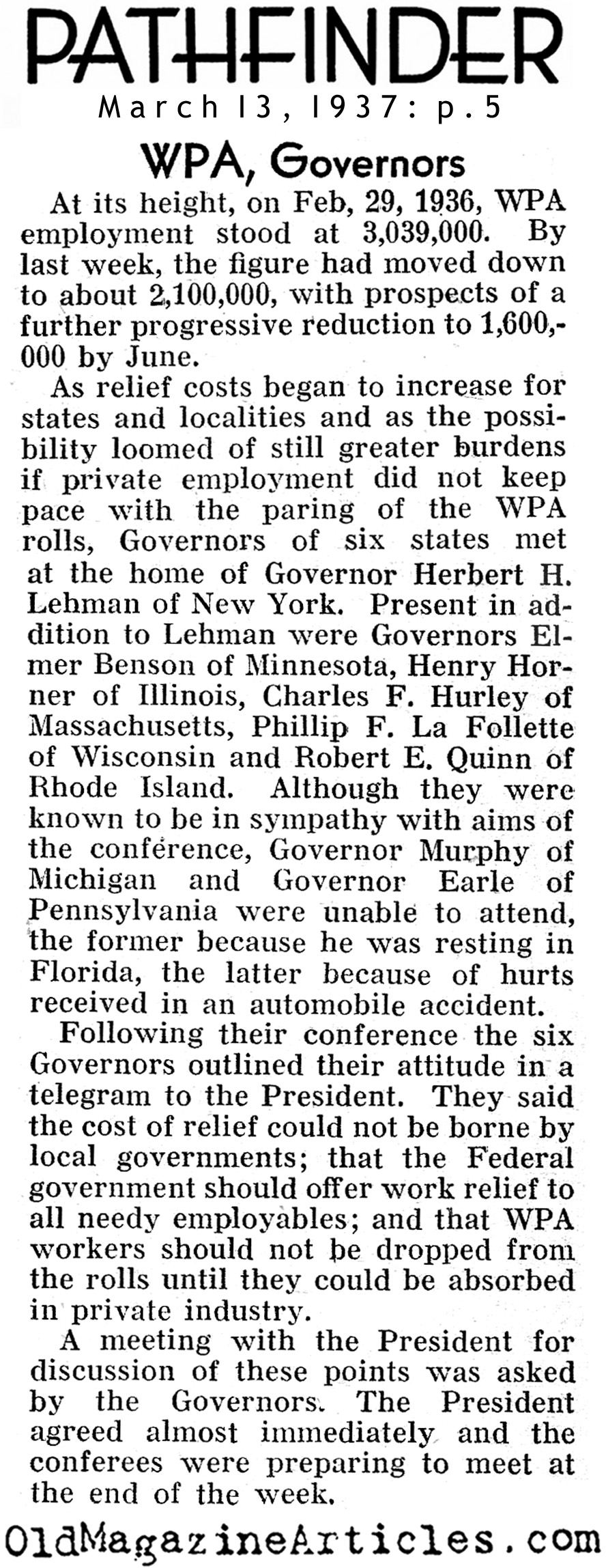 WPA and the States (Pathfinder Magazine, 1937)