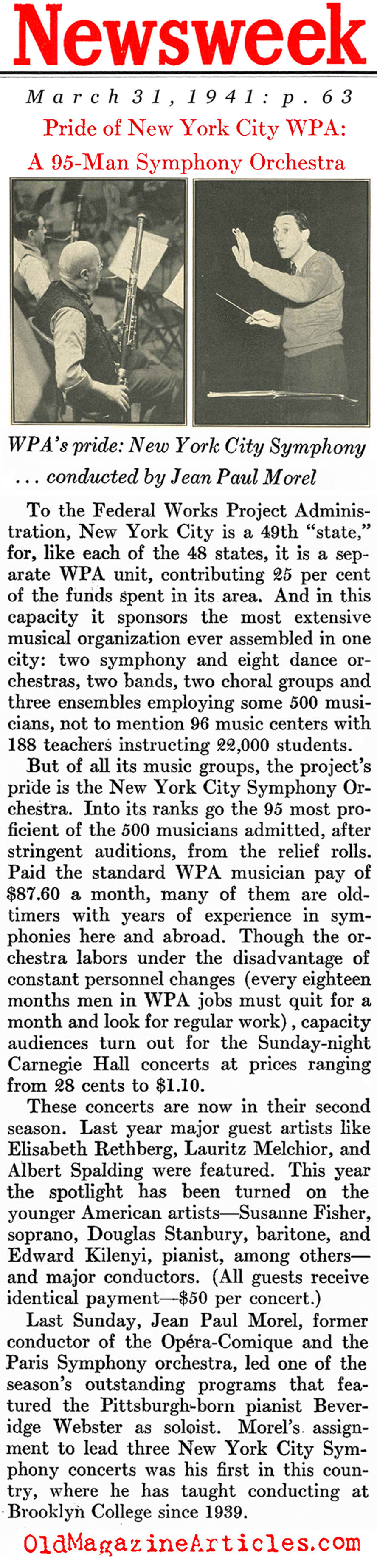 The WPA Symphony Orchestras (Newsweek Magazine, 1941)