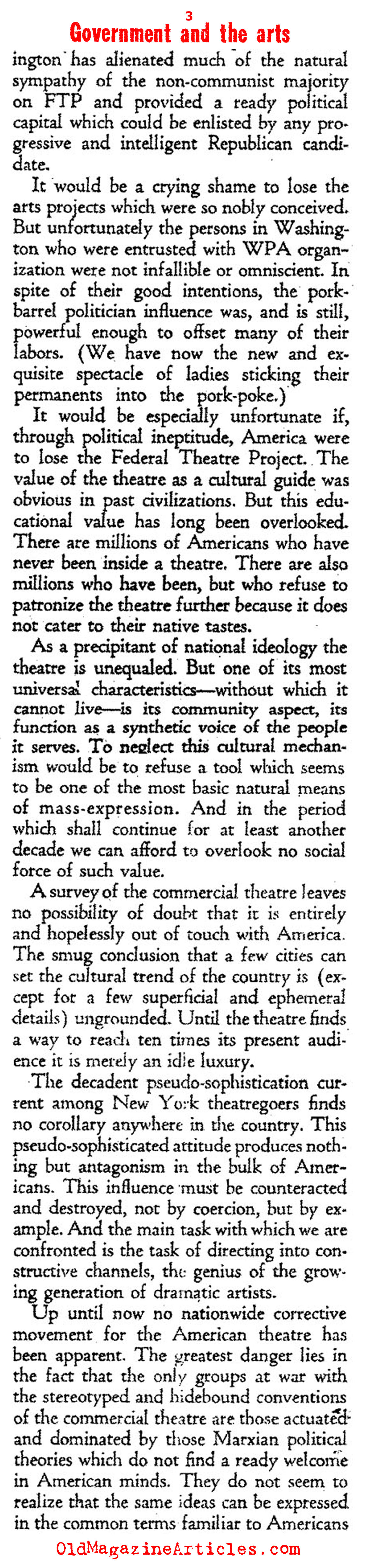 The W.P.A. Arts Projects Closed Due to Communist Tampering (Ken Magazine, 1939)