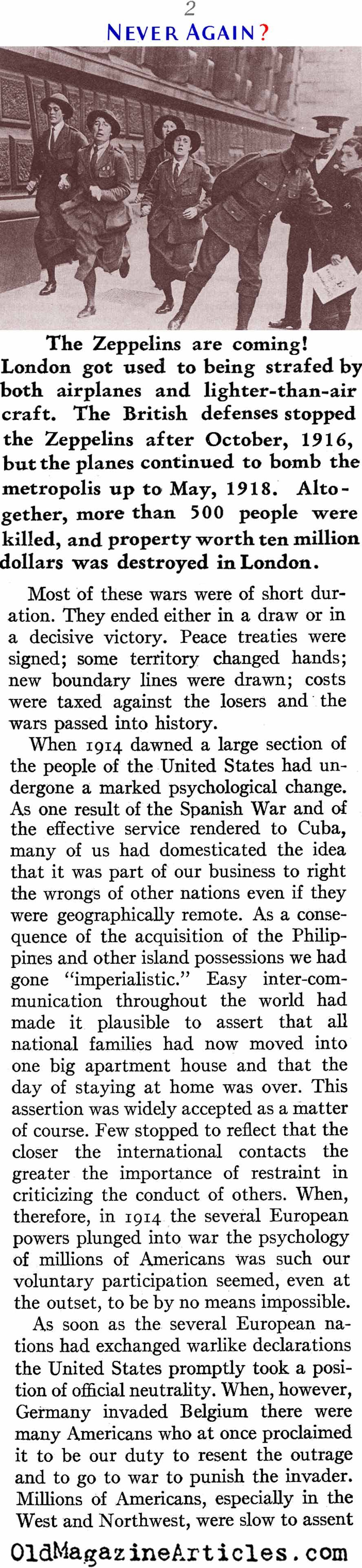 ''Never Again'' (American Legion Magazine, 1939)