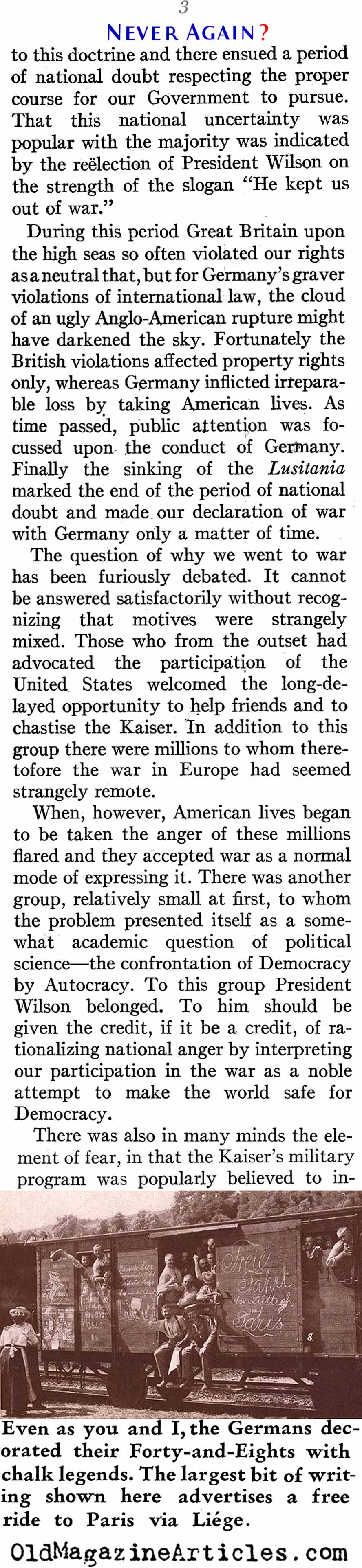 ''Never Again'' (American Legion Magazine, 1939)