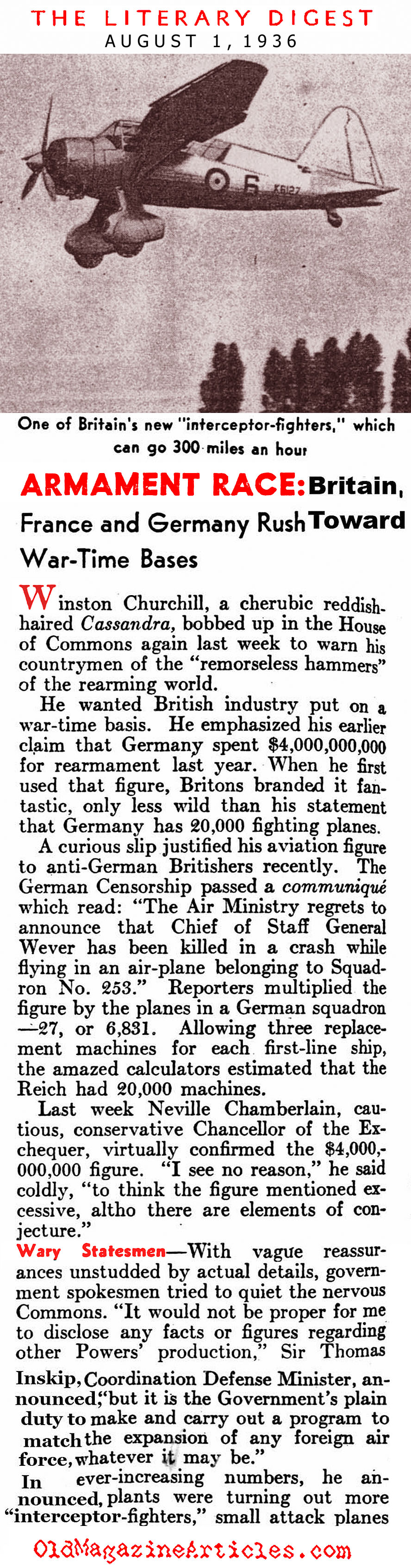 The Military Buildup in France and Britain<BR> (Literary Digest, 1936)