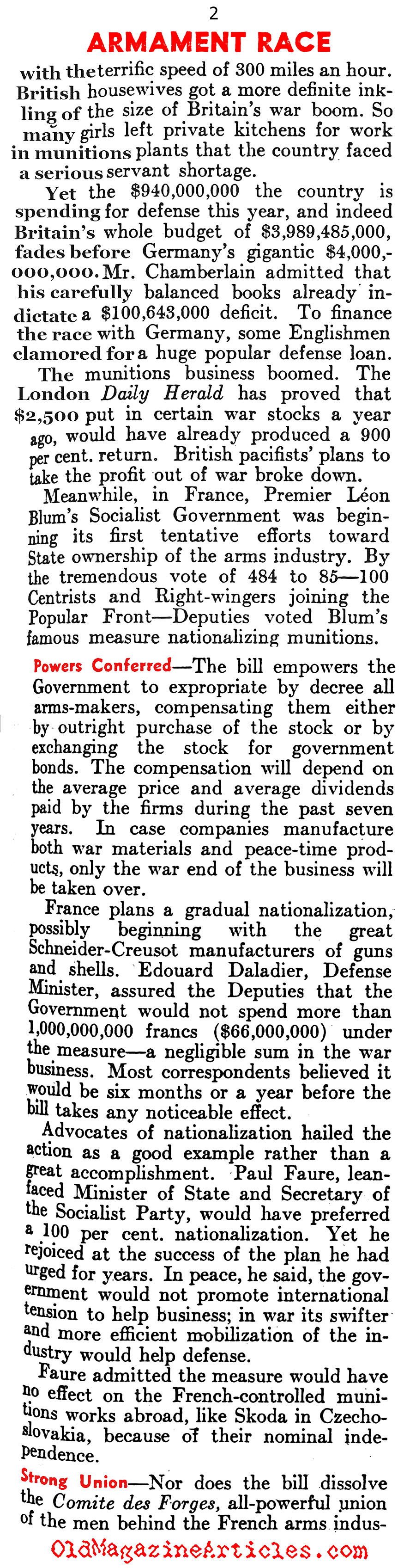 The Military Buildup in France and Britain<BR> (Literary Digest, 1936)