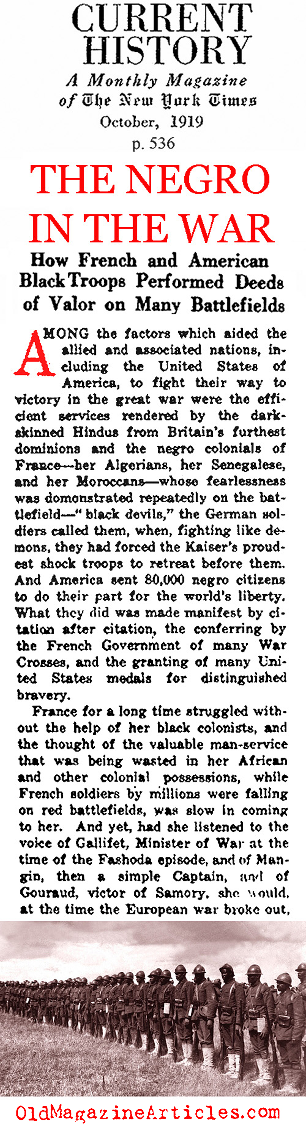 'The Negro in the War' (NY  Times, 1919)