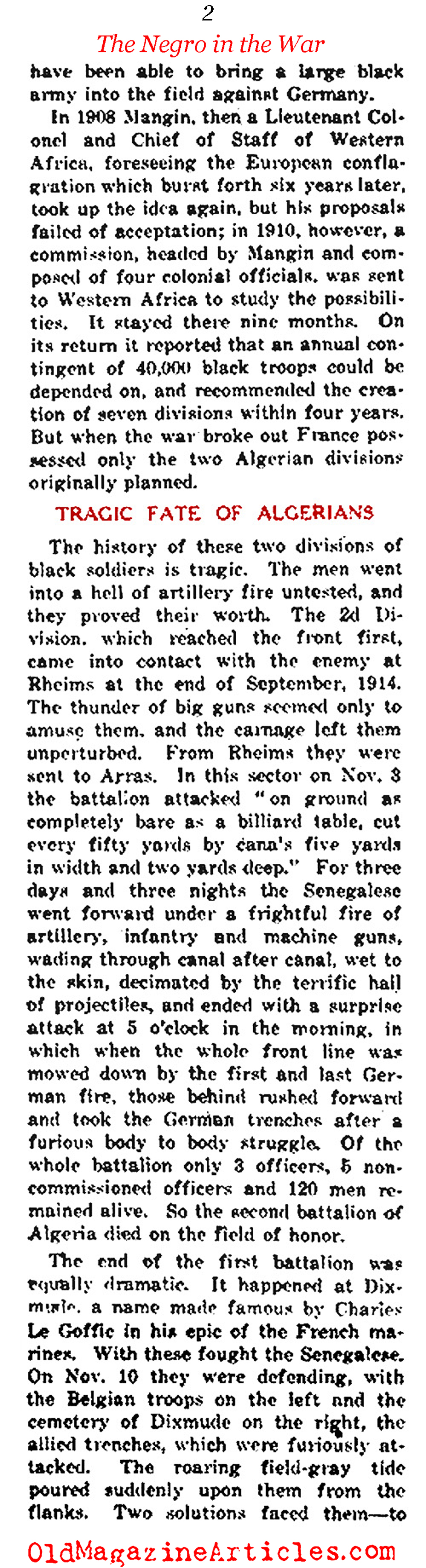 'The Negro in the War' (NY  Times, 1919)