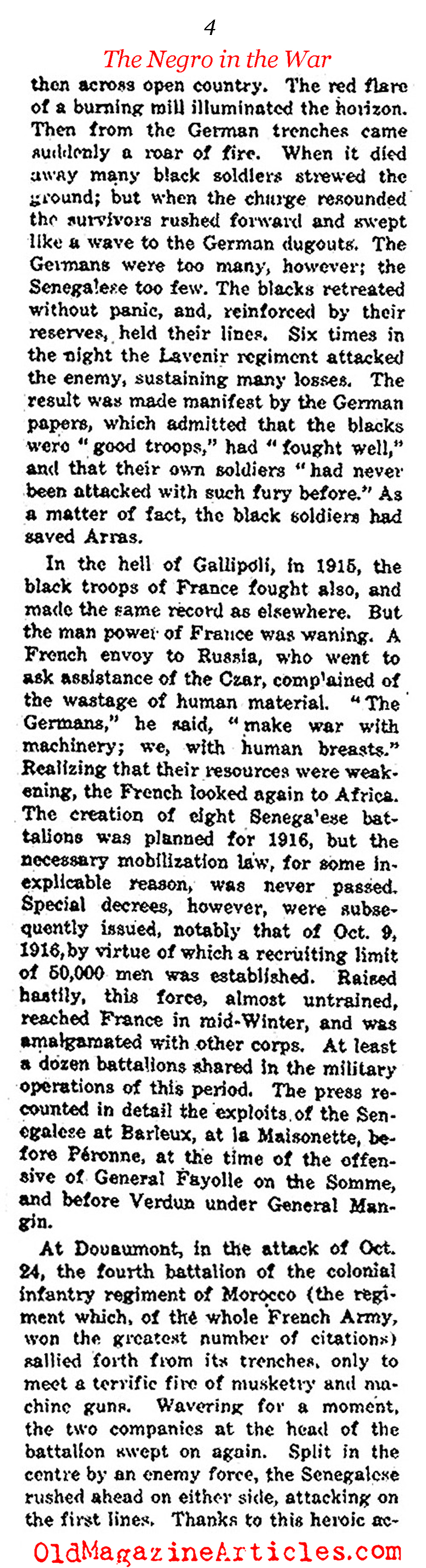 'The Negro in the War' (NY  Times, 1919)