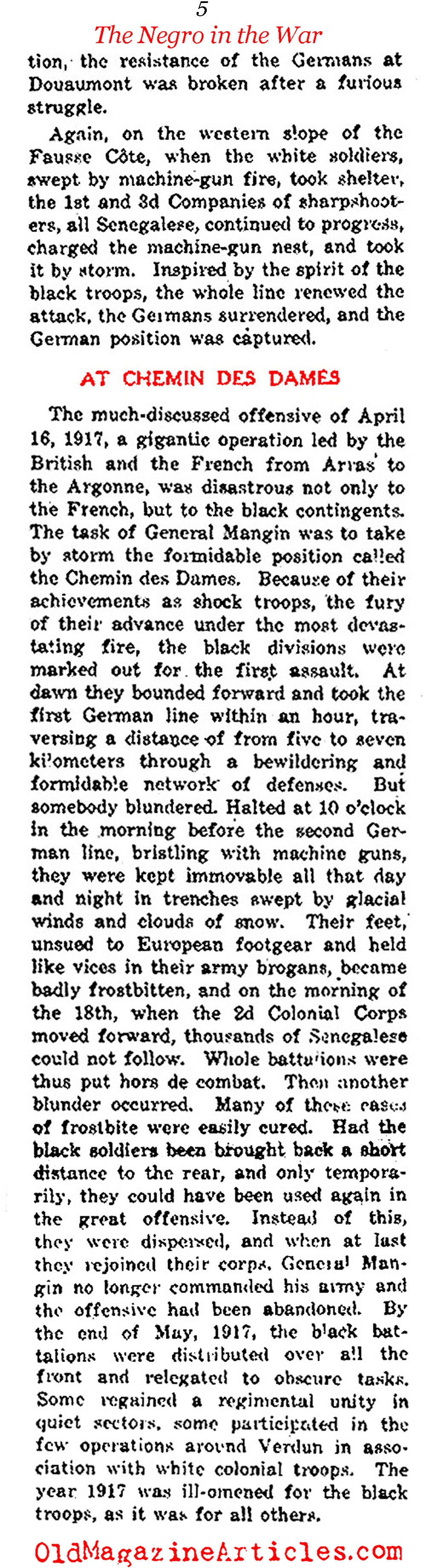 'The Negro in the War' (NY  Times, 1919)