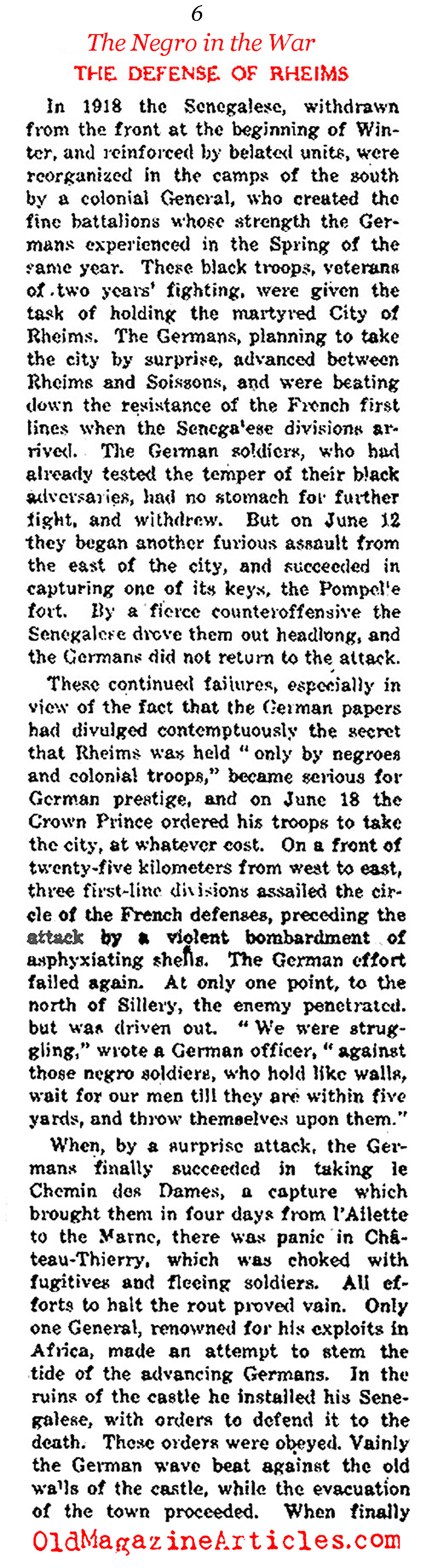 'The Negro in the War' (NY  Times, 1919)